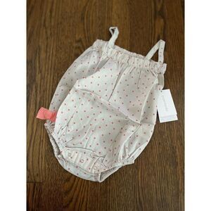 NEW go gently baby girl 6-12 Months Pink Square Dot Bubble Romper